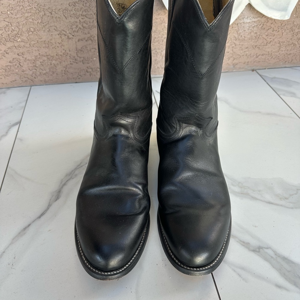 Justin Roper classic Black Leather Men's Cowboy Boots 3133 size 11.5 EEE wide - Picture 2 of 7